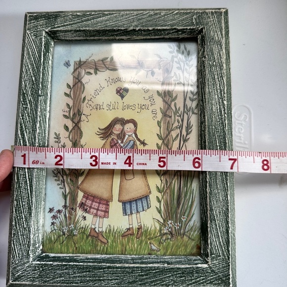 VTG Linda Spivey Framed Primitive Art Print 'A Friend Knows You As You Are' - Picture 4 of 5